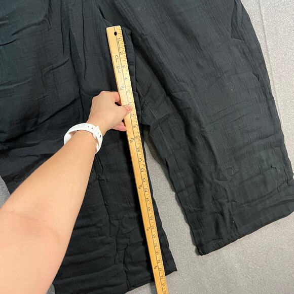 Susan Graver Soleil Regular Gauze Wide Leg Crop Beach Pant Black Medium - Picture 7 of 9